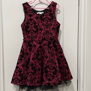 Knitworks velvet pattern Floral embellished party wear Dress